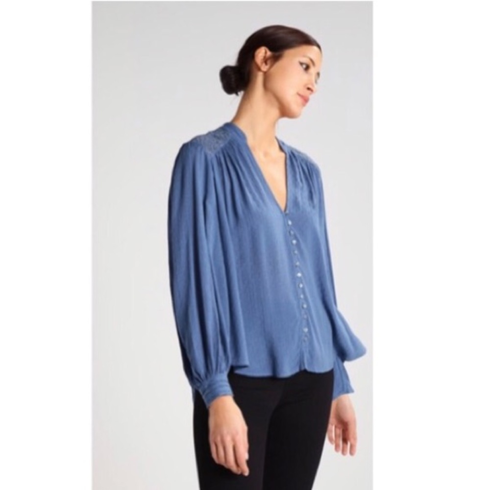 Free People Blue Canyon Rose Hi-Lo Blouse Size XS - Picture 2 of 8